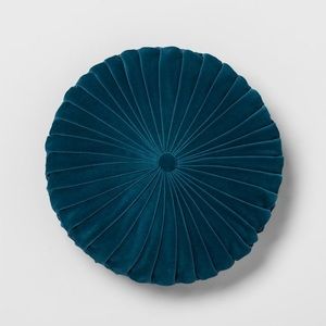 Teal Velvet Circle Throw Pillow